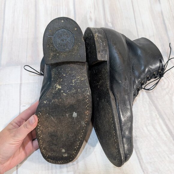 Vintage Black Leather Lace-Up Ankle Boots US Size 8.5/9 - Picture 11 of 12